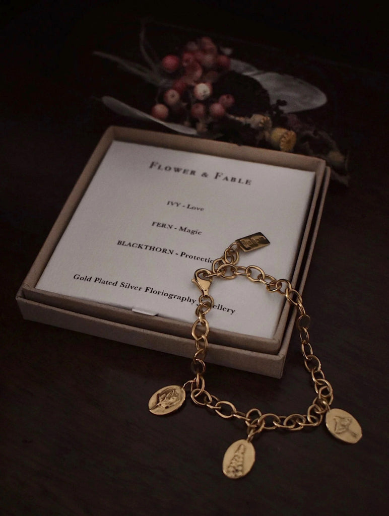 Gold Charm Bracelet - Flower & Fable