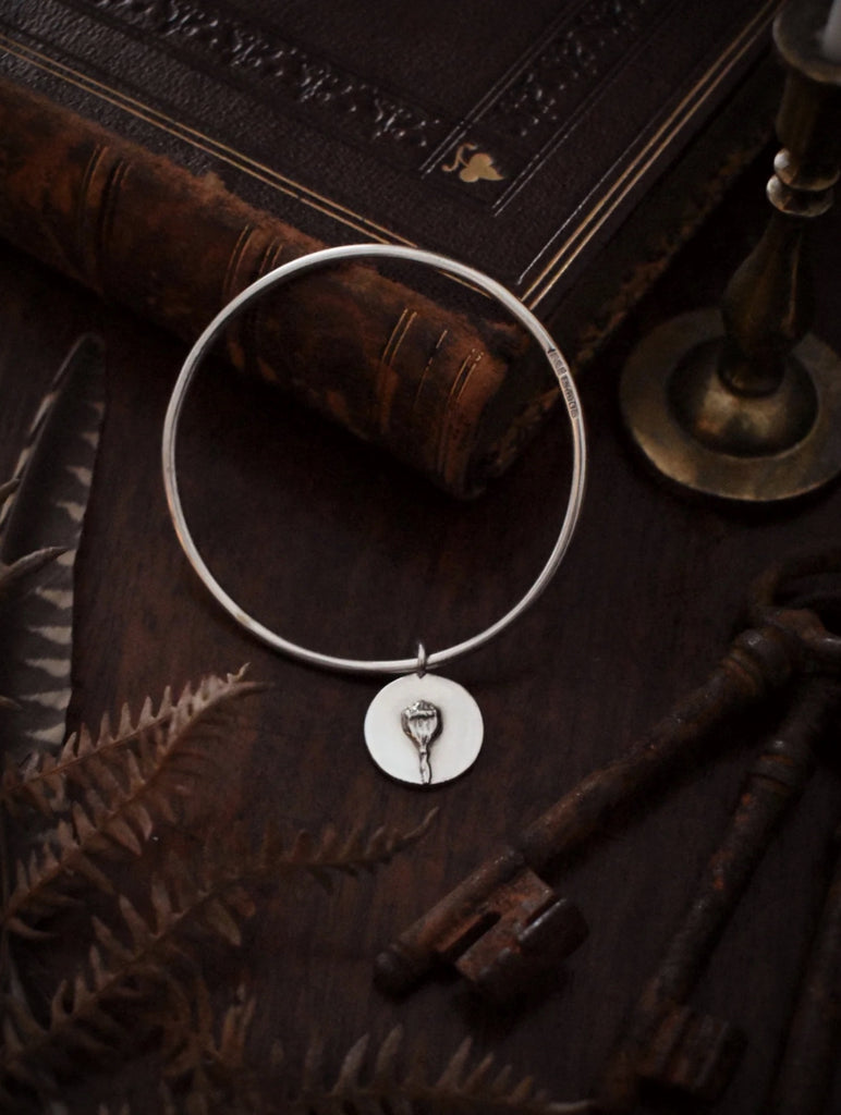 Sterling Single Bangle, Poppy Charm
