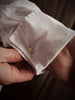 Silver Flower Cufflinks on dress shirt