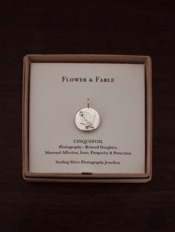 Cinquefoil Coin Charm - Sterling Silver