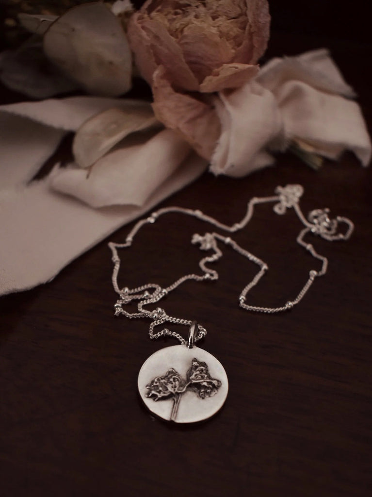 Cow Parsley Coin Charm Necklace