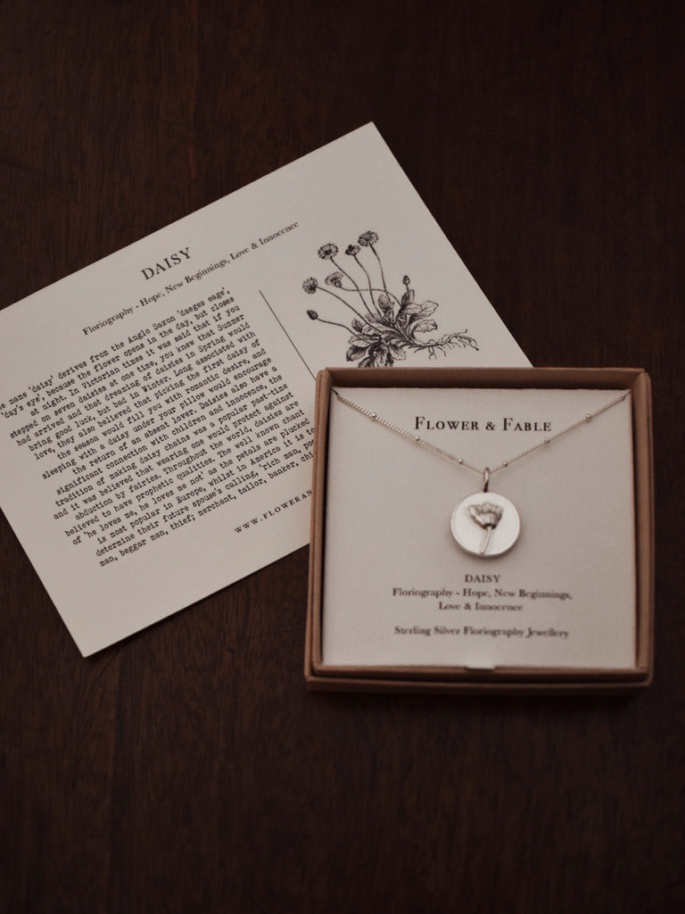 Daisy Coin Charm Necklace - Sterling Silver