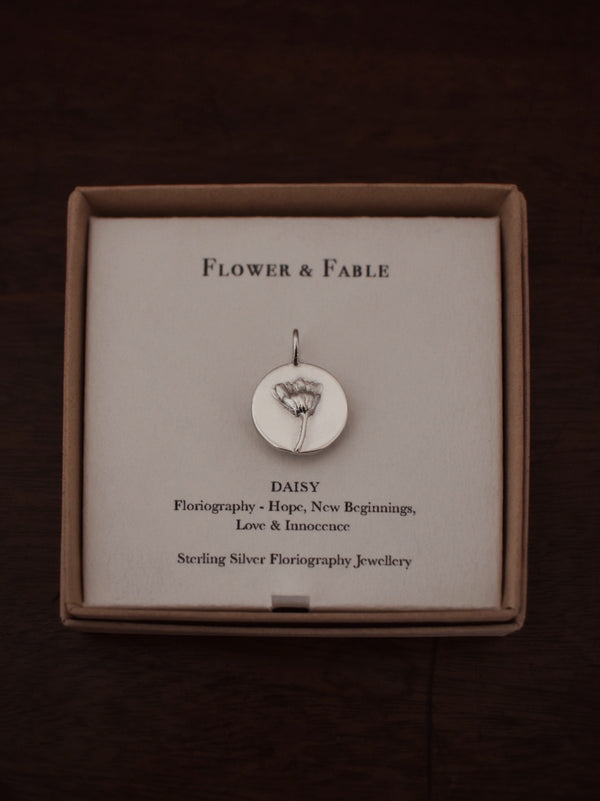 Daisy Coin Charm - Sterling Silver