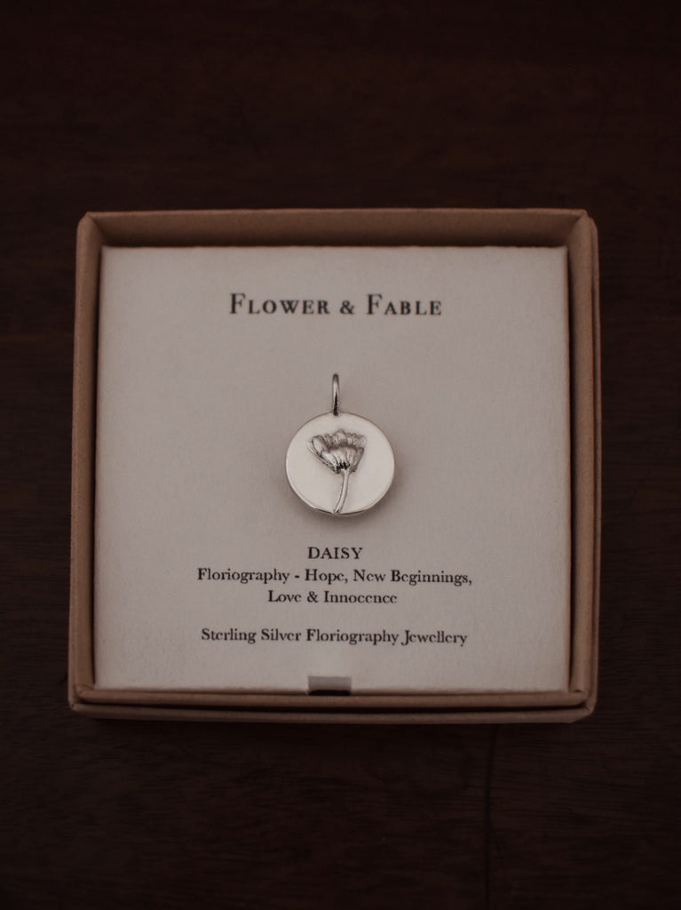 Daisy Coin Charm - Sterling Silver