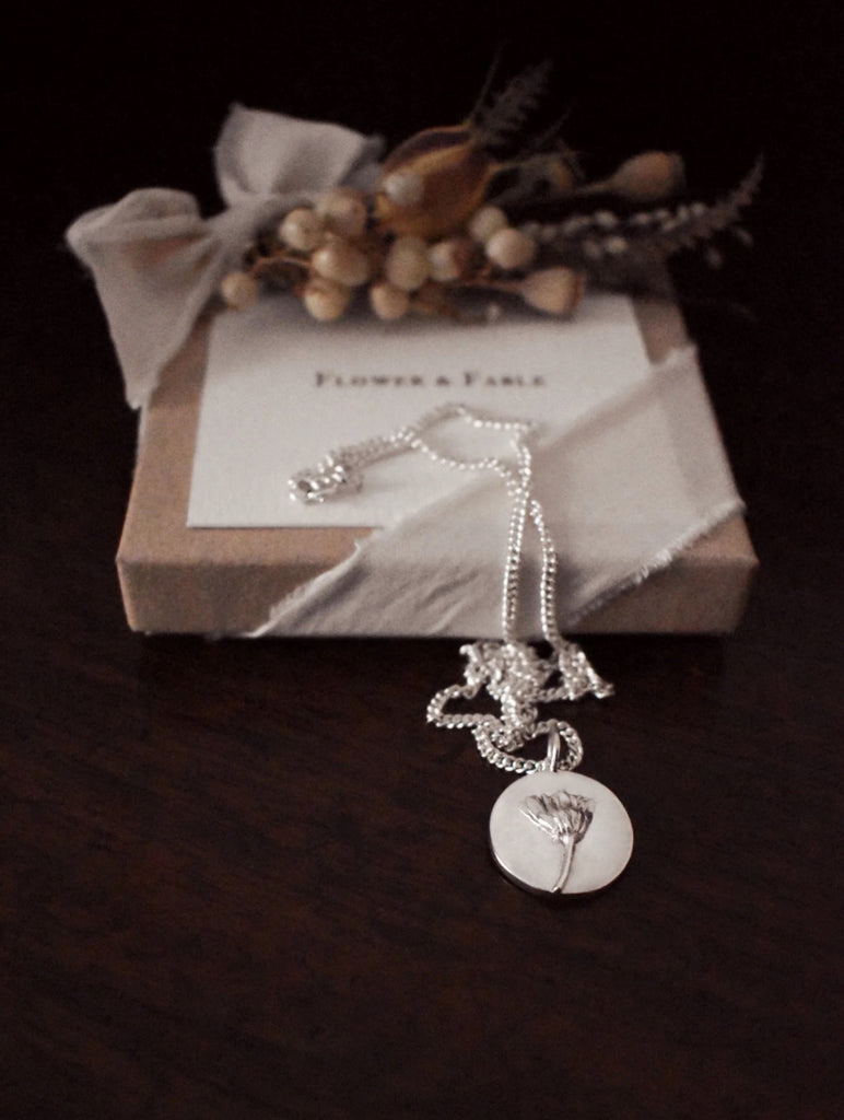 Daisy Coin Charm Necklace - Sterling Silver