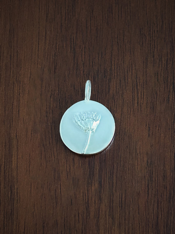 daisy coin charm sterling silver