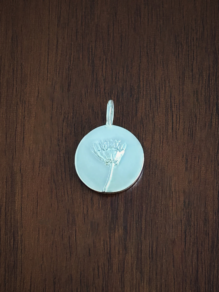 daisy coin charm sterling silver