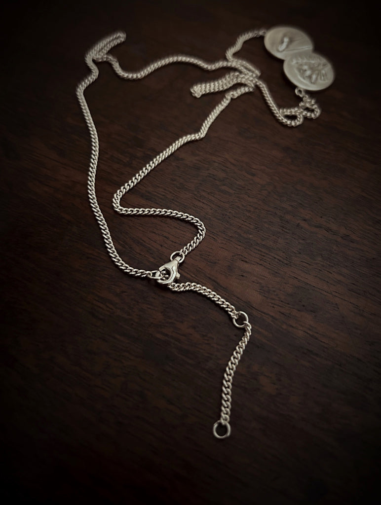 Adjustable Sterling Silver Double Coin Necklace