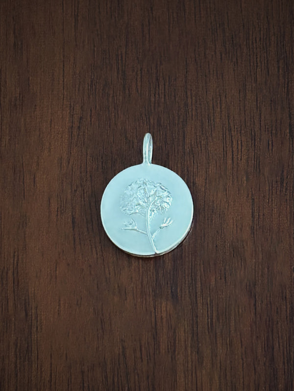 forget me not coin charm sterling silver