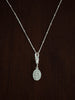 Silver necklace with a pendant and albert swivel clasp on a dark wooden background