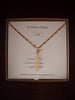Gold Figaro Watch Chain Necklace Love Bar Pendant
