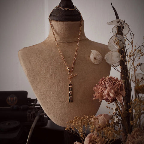 Sterling Silver Watch Chain Necklace With Love Bar Pendant