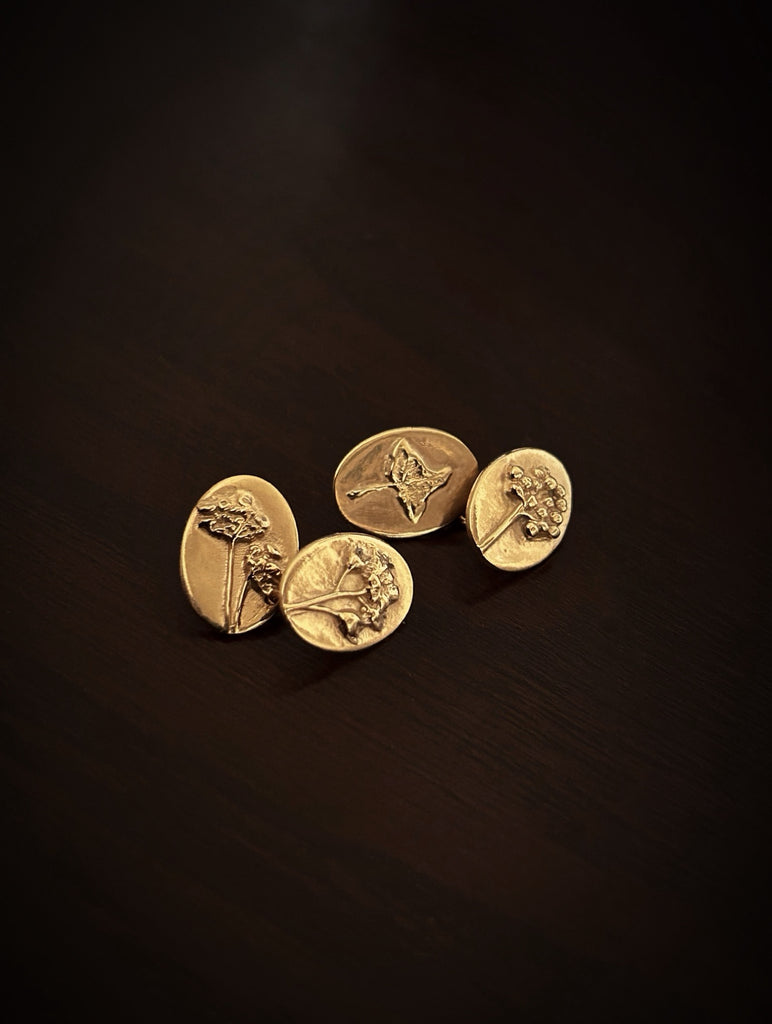 Gold Flower Charm Cufflinks