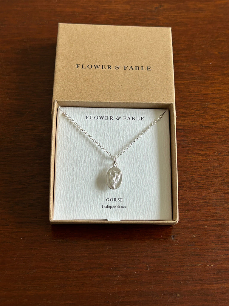 Gorse Flower Medal Charm with Belcher chain necklace