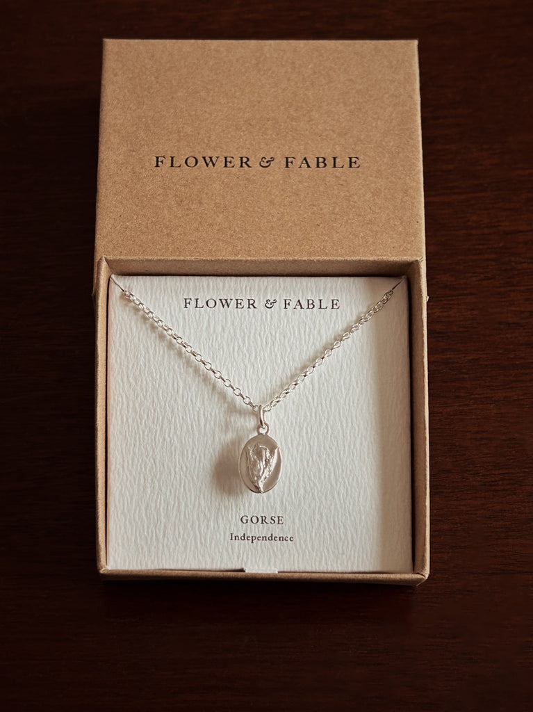 Gorse Flower Medal Charm with Belcher chain necklace