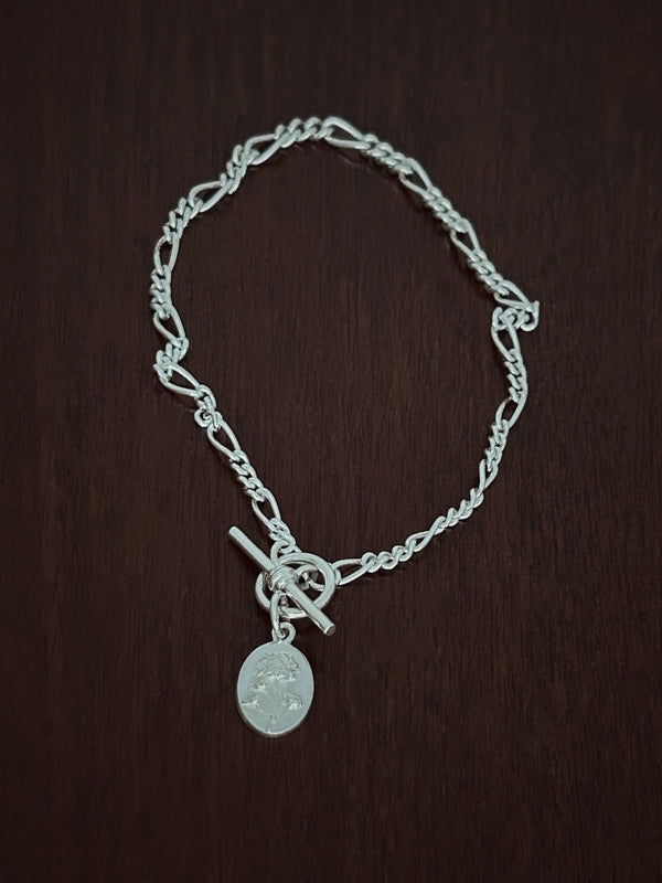 Sterling silver figaro bracelet gypsophila flower charm