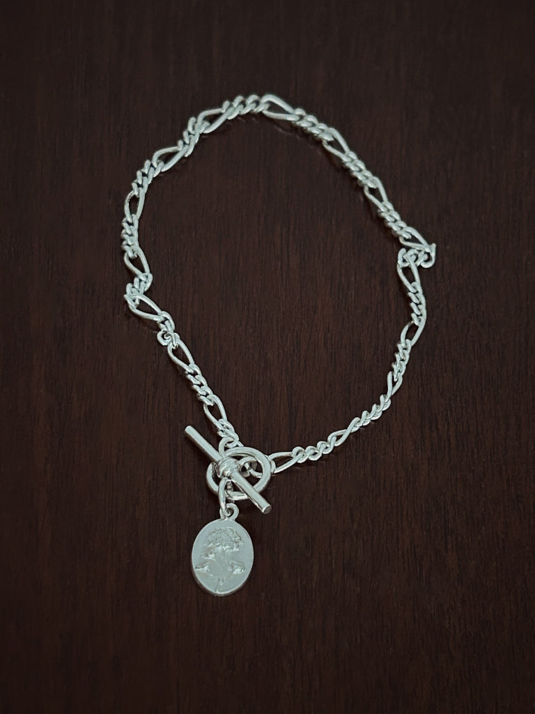 Sterling silver figaro bracelet gypsophila flower charm