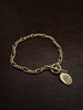 Gold Heather Charm Figaro T Bar Bracelet