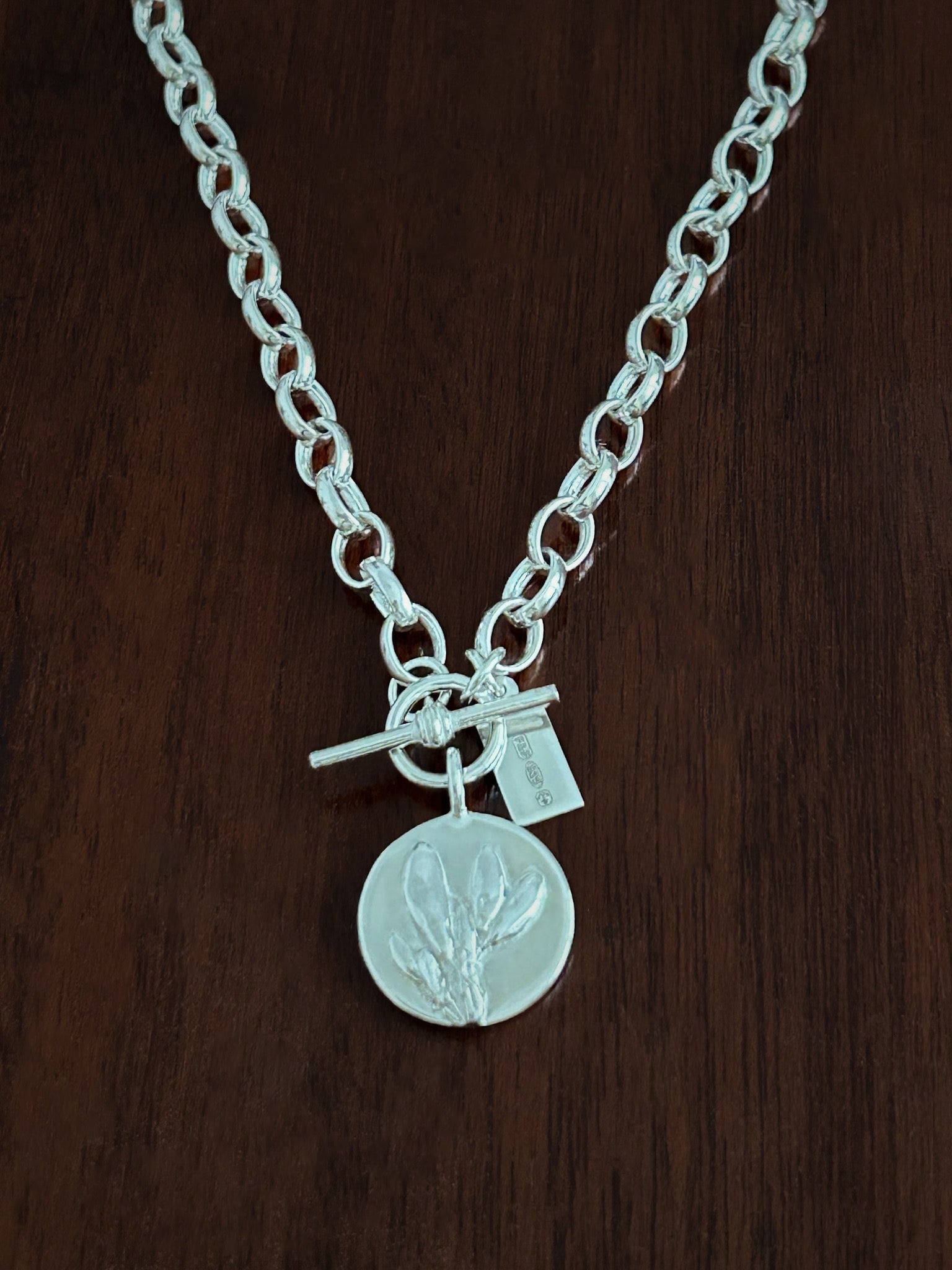 Broom Coin Charm Heavy Belcher T-Bar Necklace