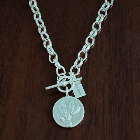 Broom Coin Charm Heavy Belcher T-Bar Necklace