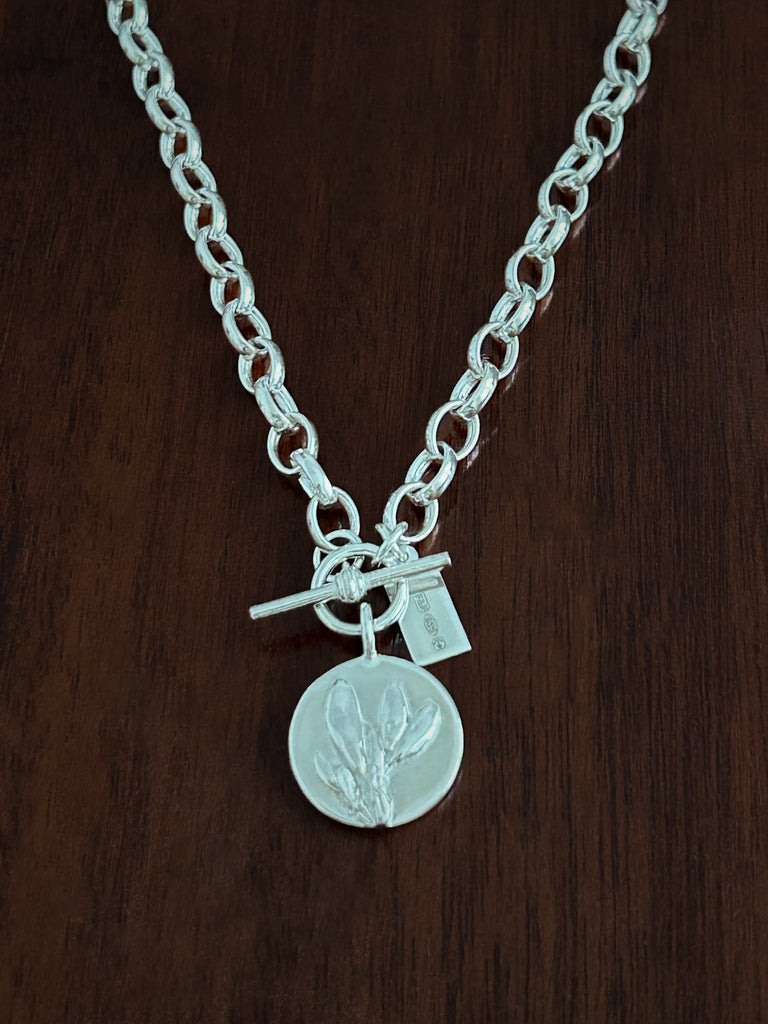 Broom Coin Charm Heavy Belcher T-Bar Necklace