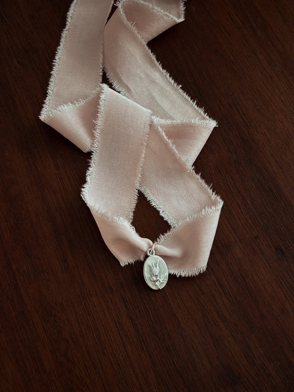 Sterling Silver with pink ribbon, sterling silver