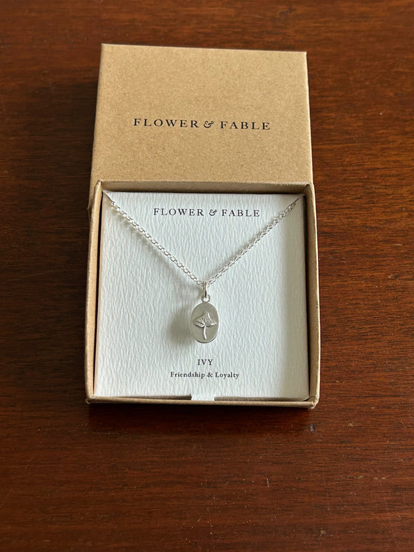 Ivy Flower Medal Charm with Belcher chain necklace