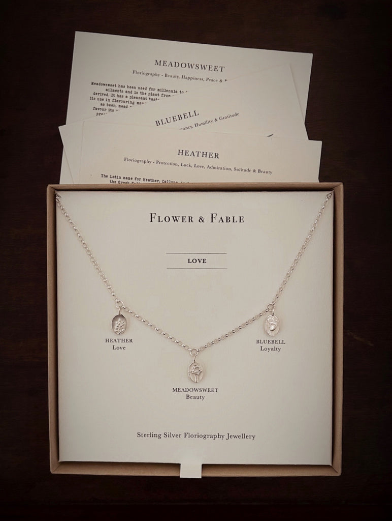 Love Triple Charm Necklace Sterling Silver