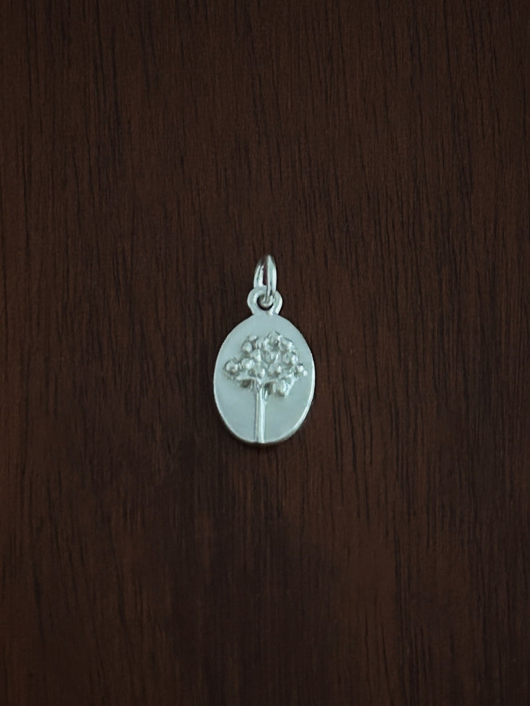 Silver pendant Meadowsweet medal charm