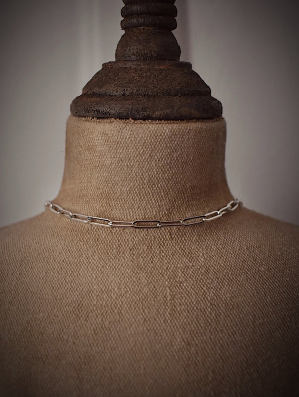Sterling Silver Paperclip / Rectangle Link Necklace Chain