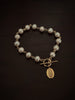 Baroque Pearl Charm Bracelet with Sage Charm