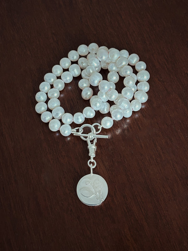 Sweet Pea Coin Charm Necklace - Sterling Silver