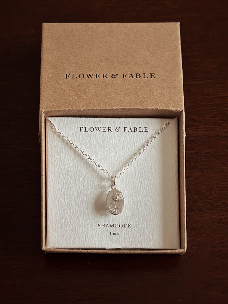 Shamrock Flower Medal Charm with Belcher chain necklace