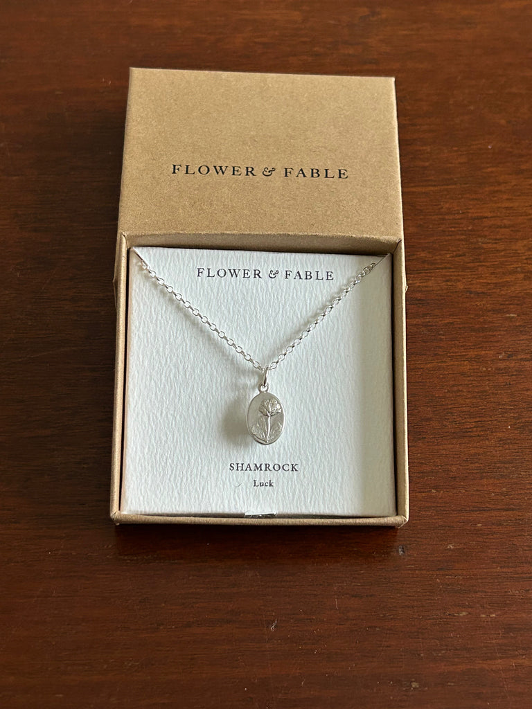 Shamrock Flower Medal Charm with Belcher chain necklace