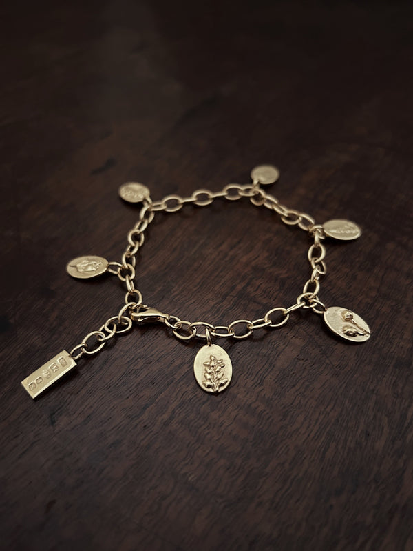 Gold Six Charm Bracelet - For Luck