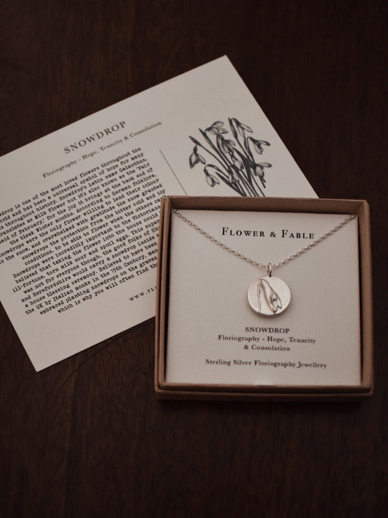 Snowdrop Coin Charm Necklace - Sterling Silver