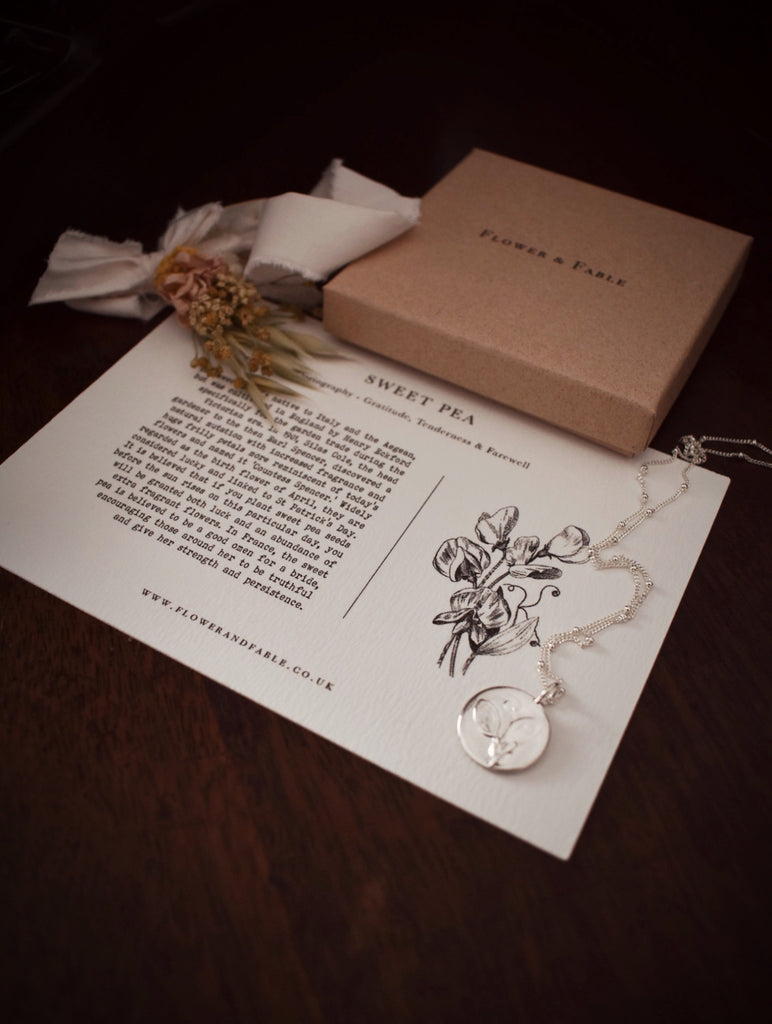 SWEET PEA COIN CHARM For Gratitude Tenderness Farewell