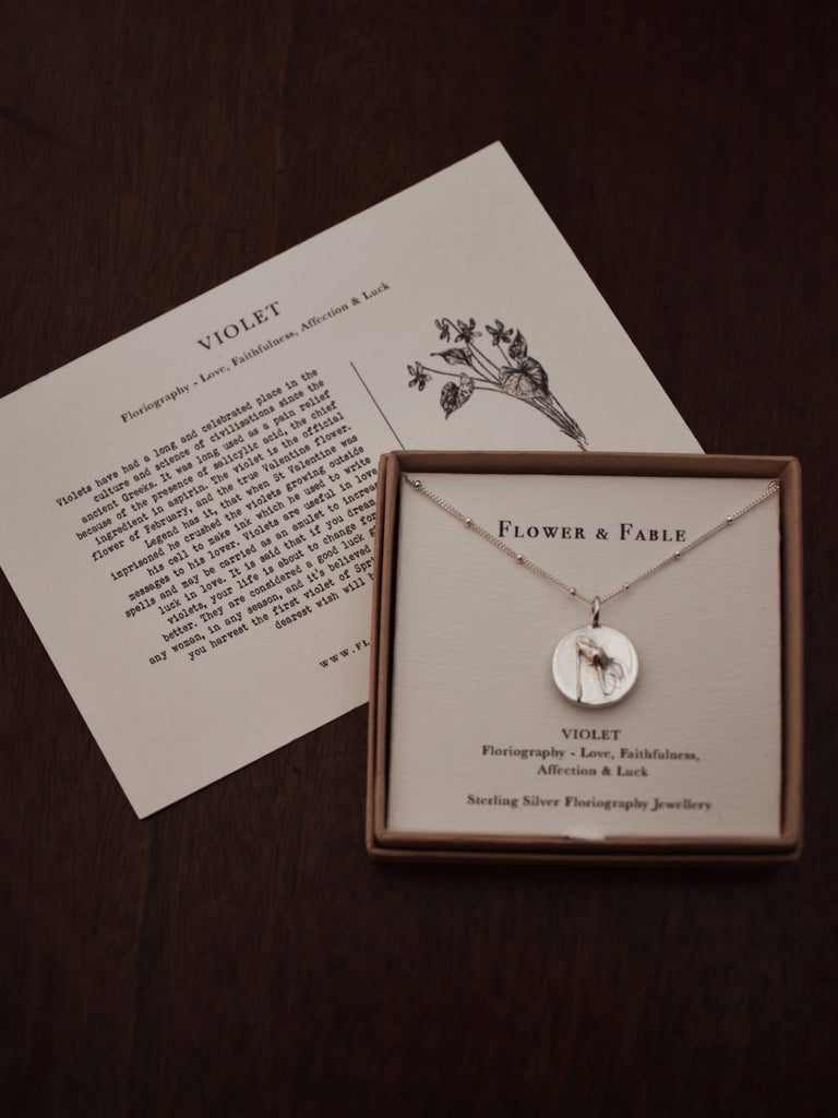 Violet Coin Charm Necklace - Sterling Silver