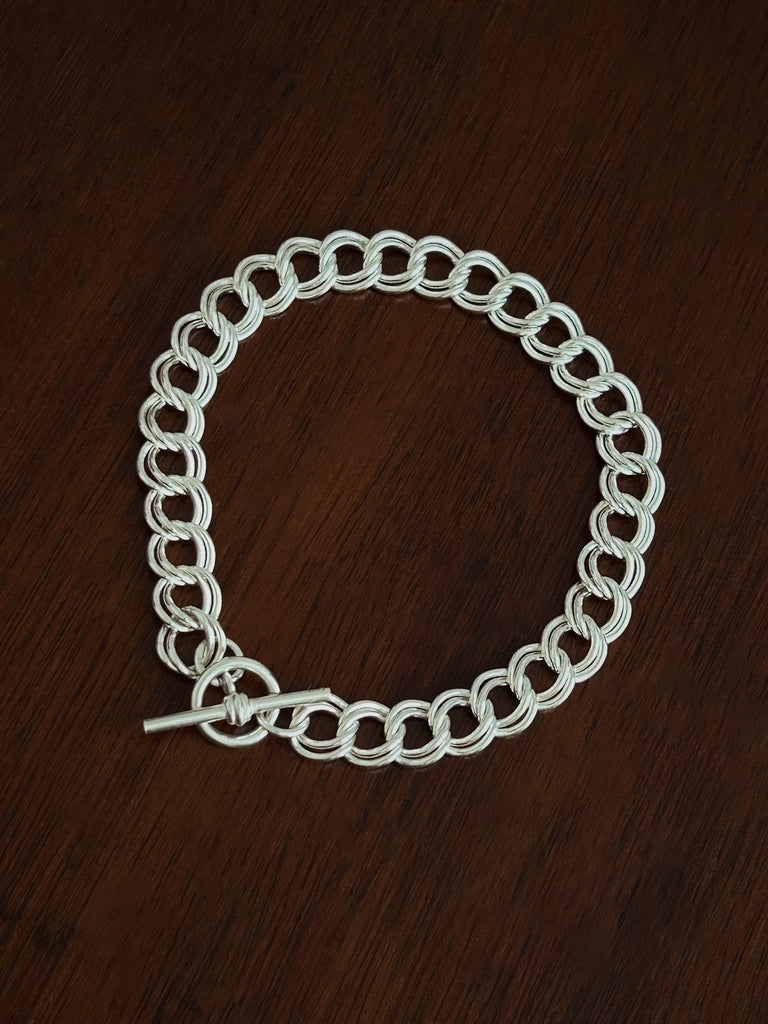 HEAVY DOUBLE CURB CHARM BRACELET - Flower & Fable