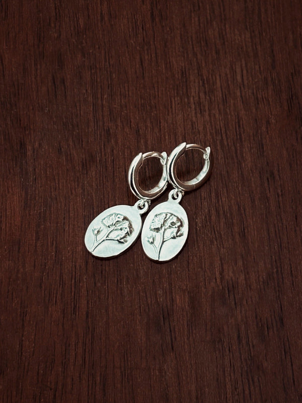 Huggie Hoop Charm Earrings - Flower & Fable