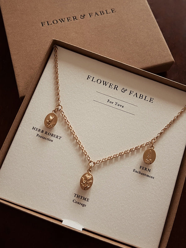 TRIPLE CHARM BELCHER NECKLACE - Flower & Fable